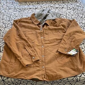 Dickies Brown Button-Up Jacket with Hood